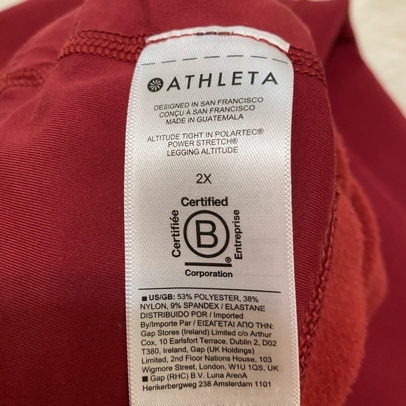 ATHLETA Womens Altitude Pant in Polartec Power Stretch Leggings Thermal Red‎ 2X - Picture 4 of 9